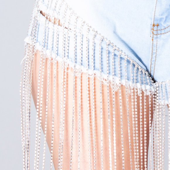 Icy GRL Rhinestone High Waisted Shorts - Picture 3 of 3